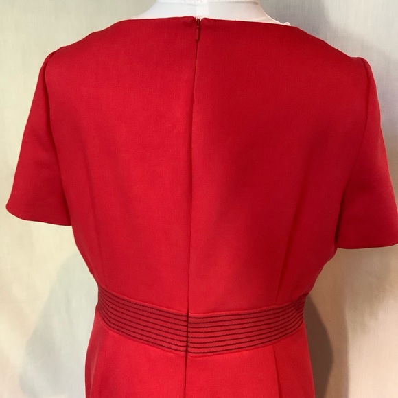 Boden Red Midi Dress with V-Neck - Picture 6 of 8